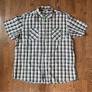 Short Sleeve Black & White Plaid Button-up